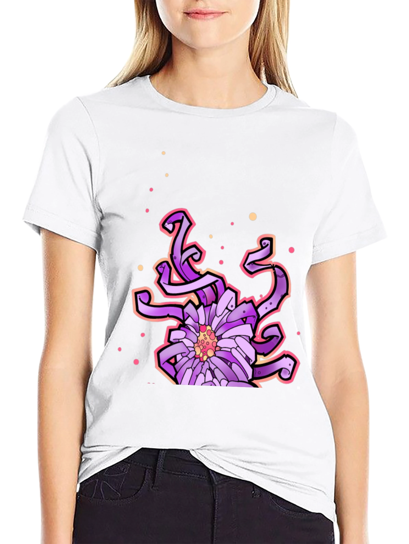 Abstract Purple Flower Graphic Tee