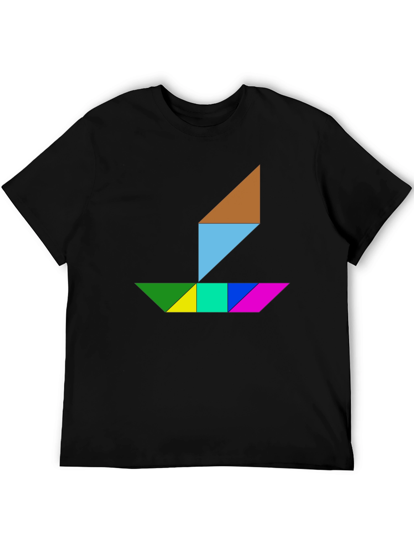 Tangram Boat Graphic Tee - Stylish Geometric Design