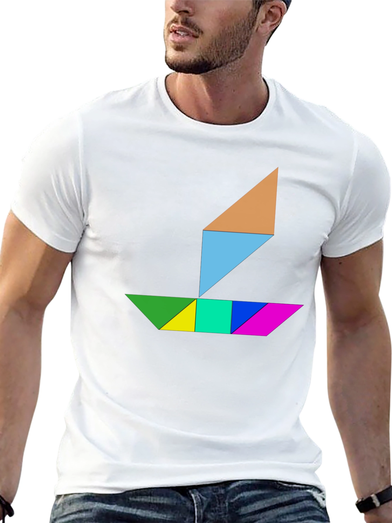 Tangram Boat Graphic Tee - Stylish Geometric Design