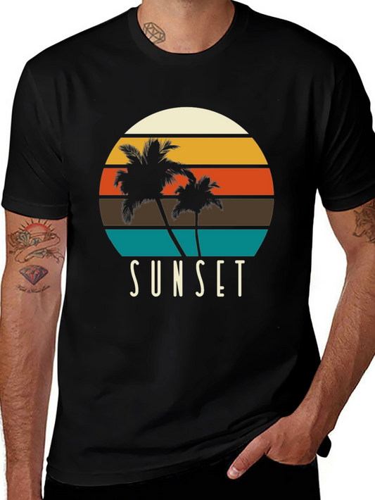 Sunset Palm Tree Graphic T-Shirt