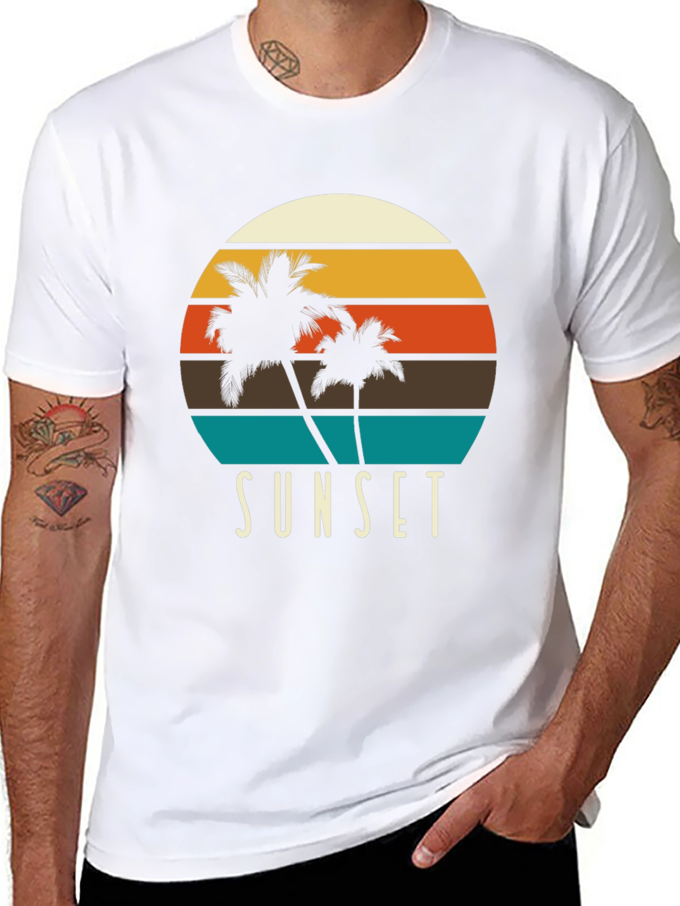 Sunset Palm Tree Graphic T-Shirt