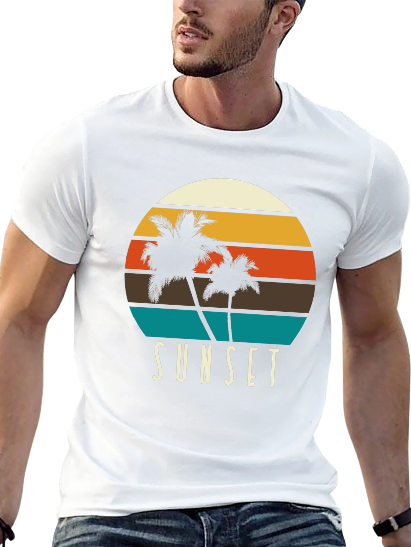 Sunset Palm Tree Graphic T-Shirt