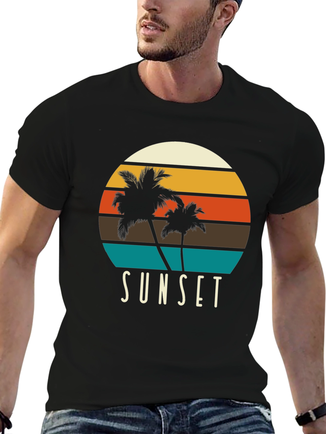 Sunset Palm Tree Graphic T-Shirt