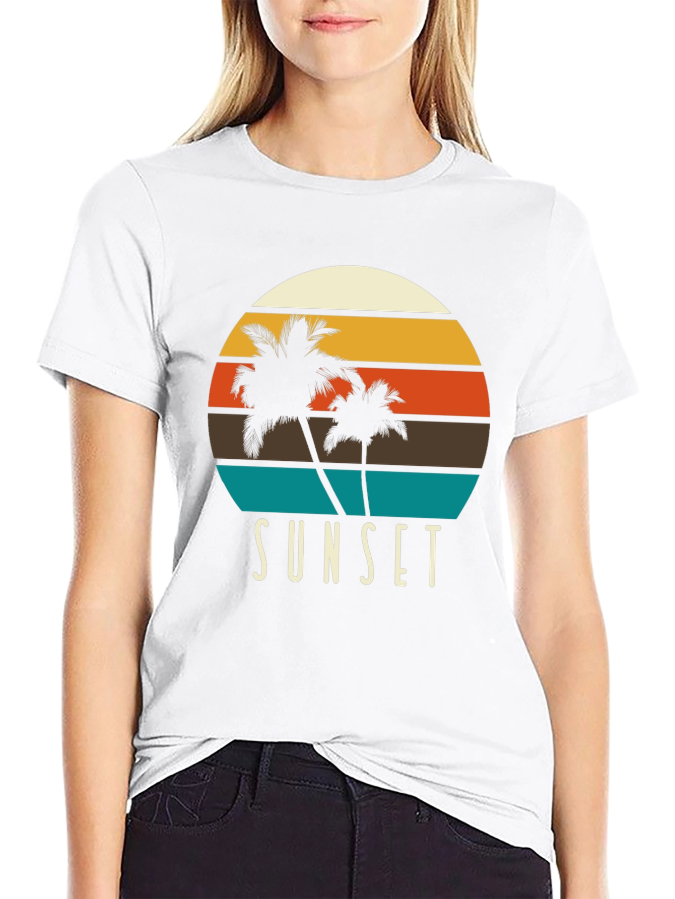 Sunset Palm Tree Graphic T-Shirt