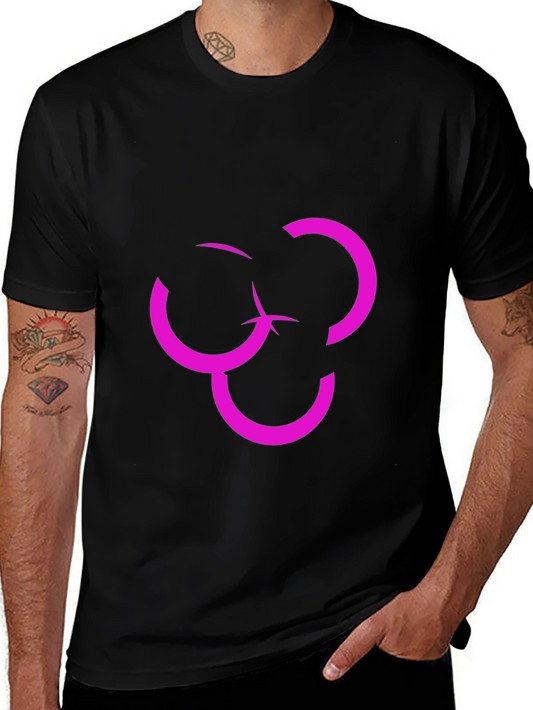 Abstract Design Graphic Tee - Modern Pink on Black