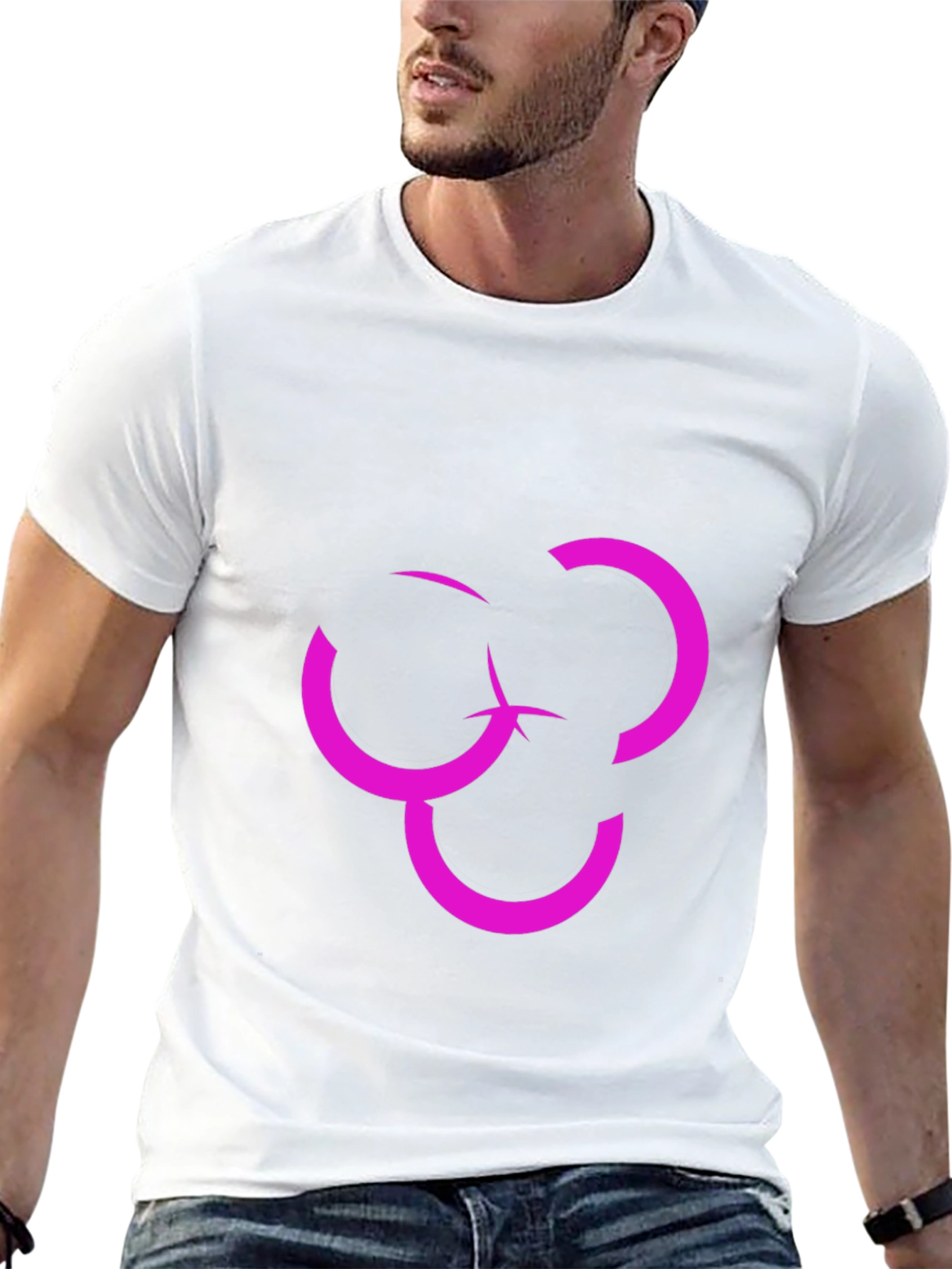 Abstract Design Graphic Tee - Modern Pink on Black