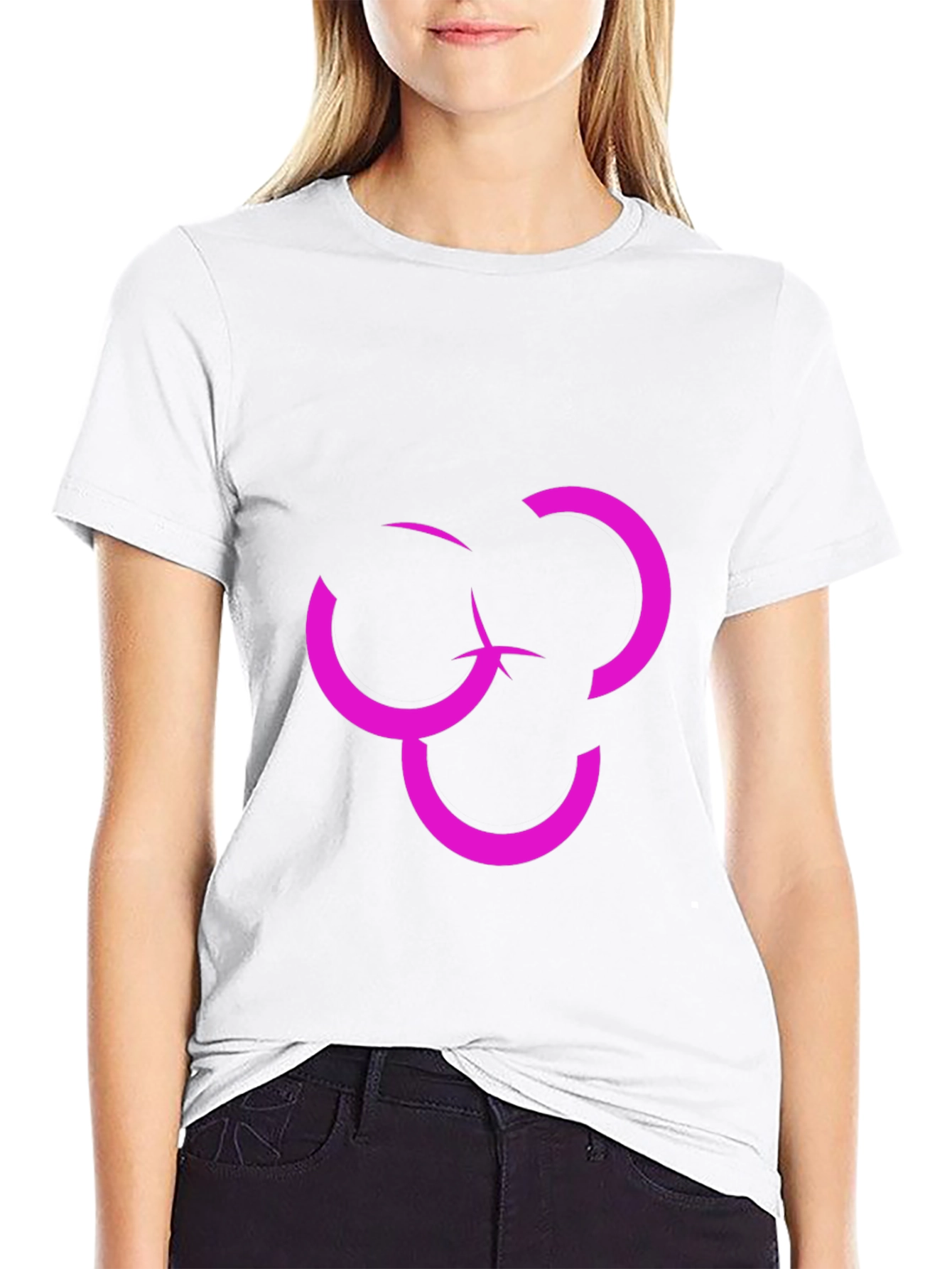 Abstract Design Graphic Tee - Modern Pink on Black