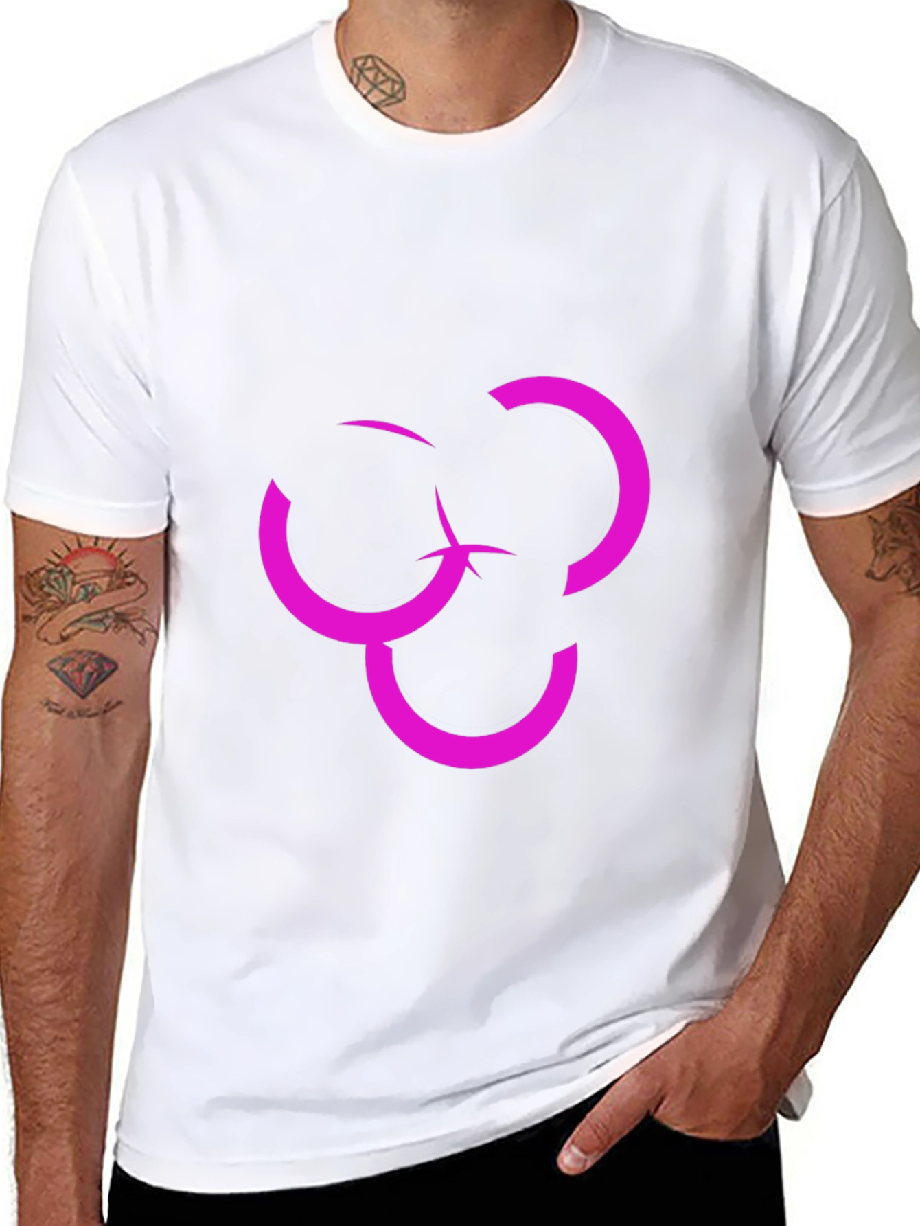 Abstract Design Graphic Tee - Modern Pink on Black