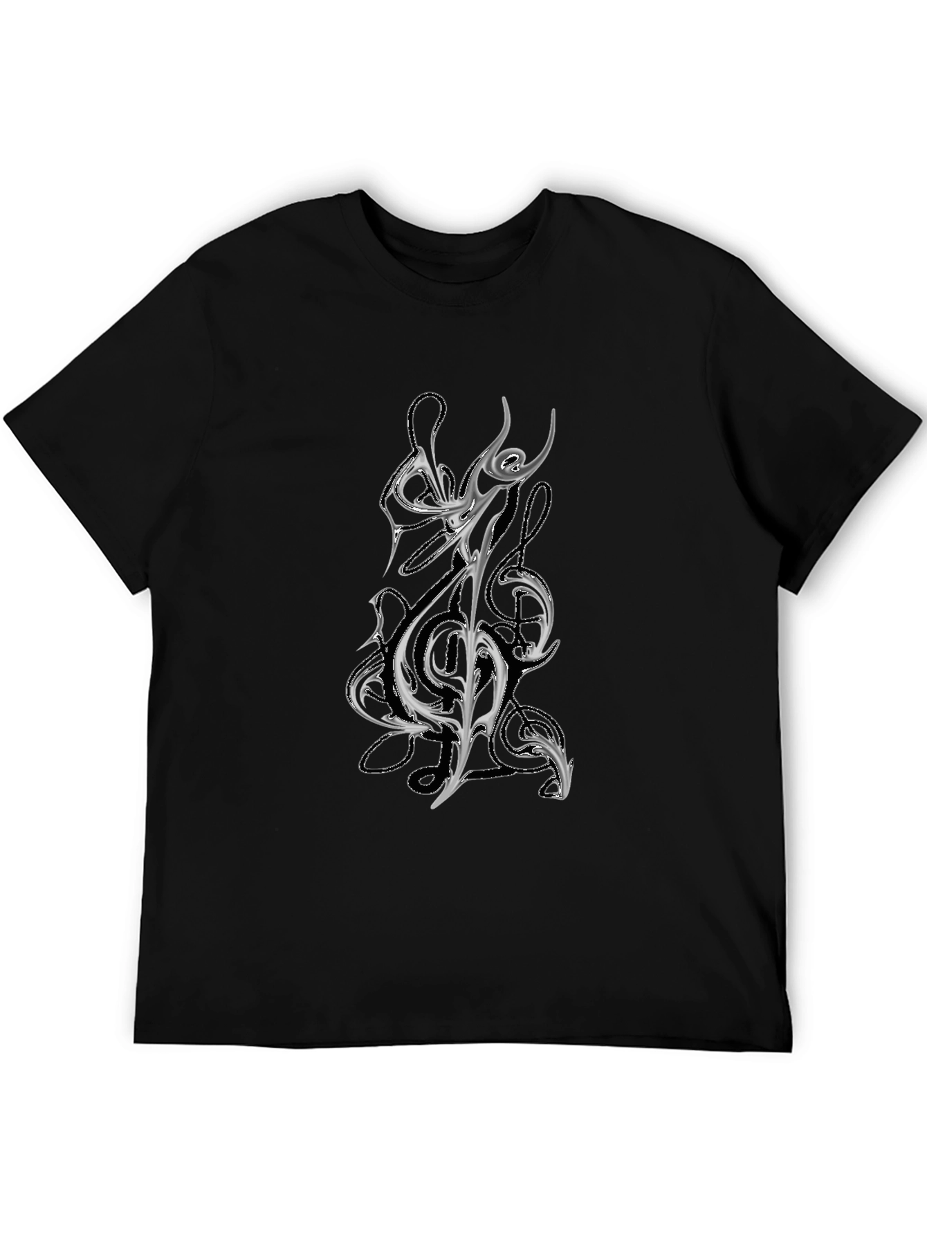 Abstract Music Note Graphic Tee - Black