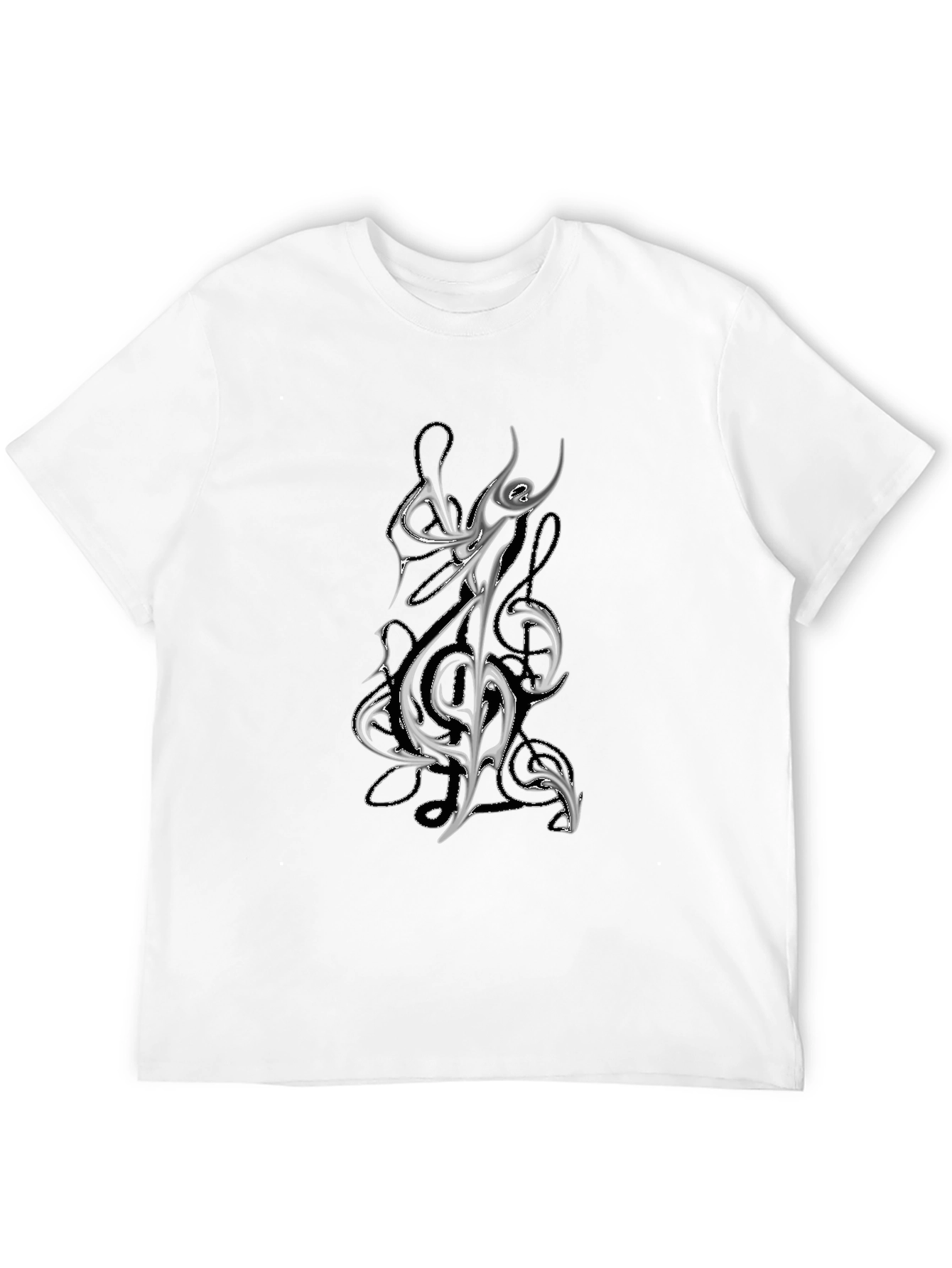 Abstract Music Note Graphic Tee - Black