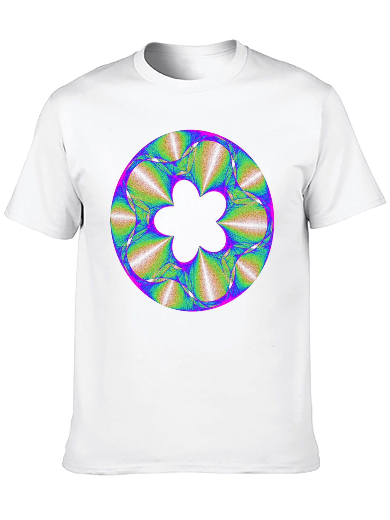 Abstract Fractal Flower Graphic Print Black T-Shirt