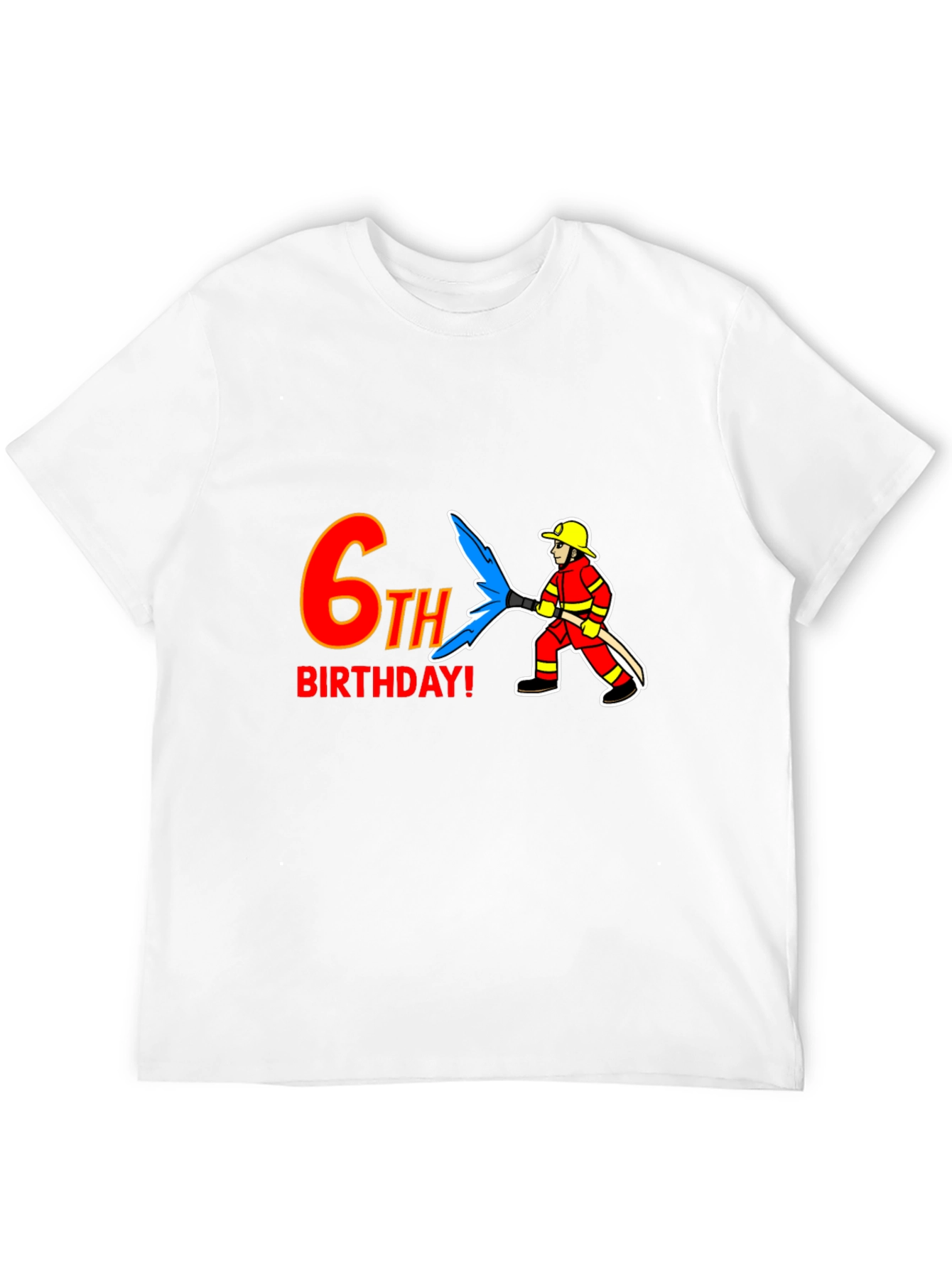6th Birthday Firefighter T-Shirt - Kids Birthday Party
