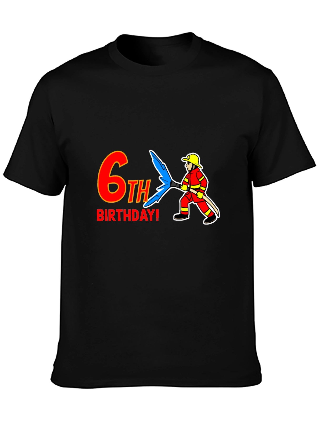 6th Birthday Firefighter T-Shirt - Kids Birthday Party