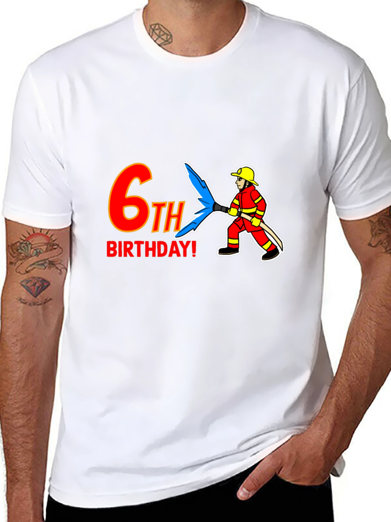 6th Birthday Firefighter T-Shirt - Kids Birthday Party