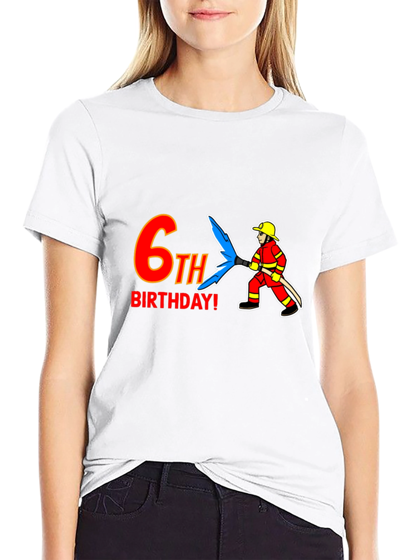 6th Birthday Firefighter T-Shirt - Kids Birthday Party