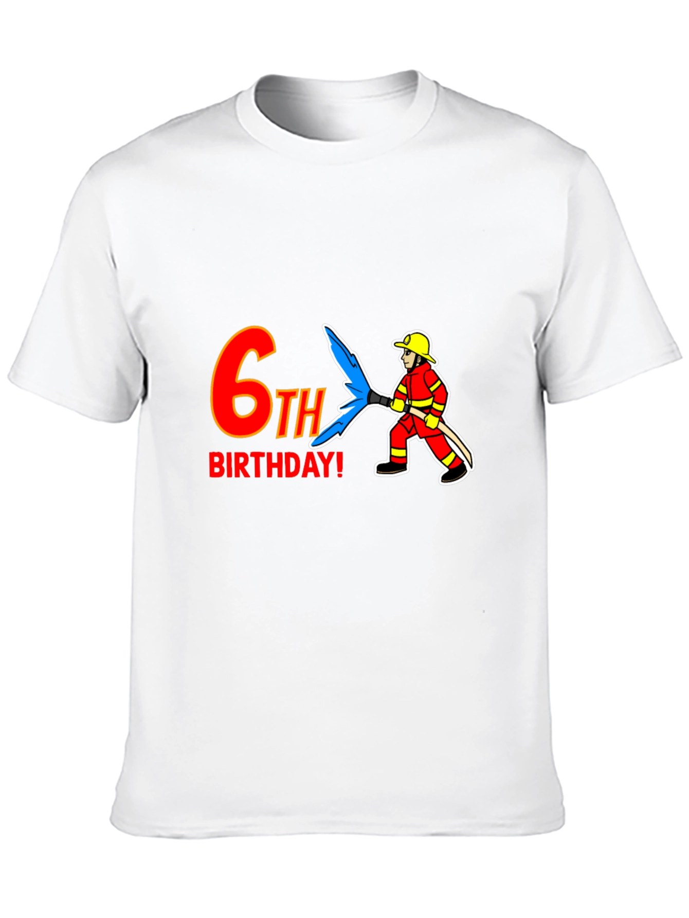 6th Birthday Firefighter T-Shirt - Kids Birthday Party