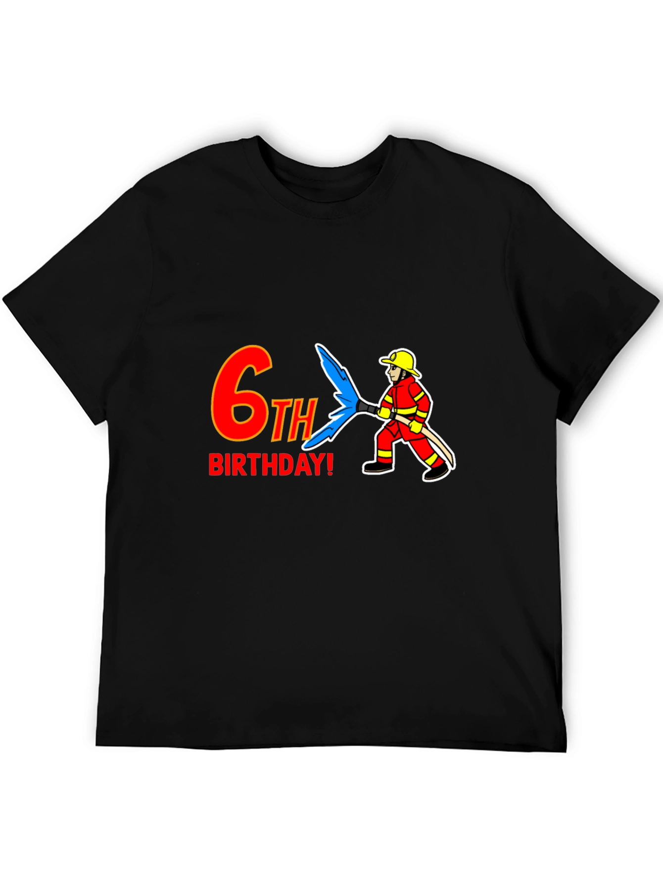 6th Birthday Firefighter T-Shirt - Kids Birthday Party
