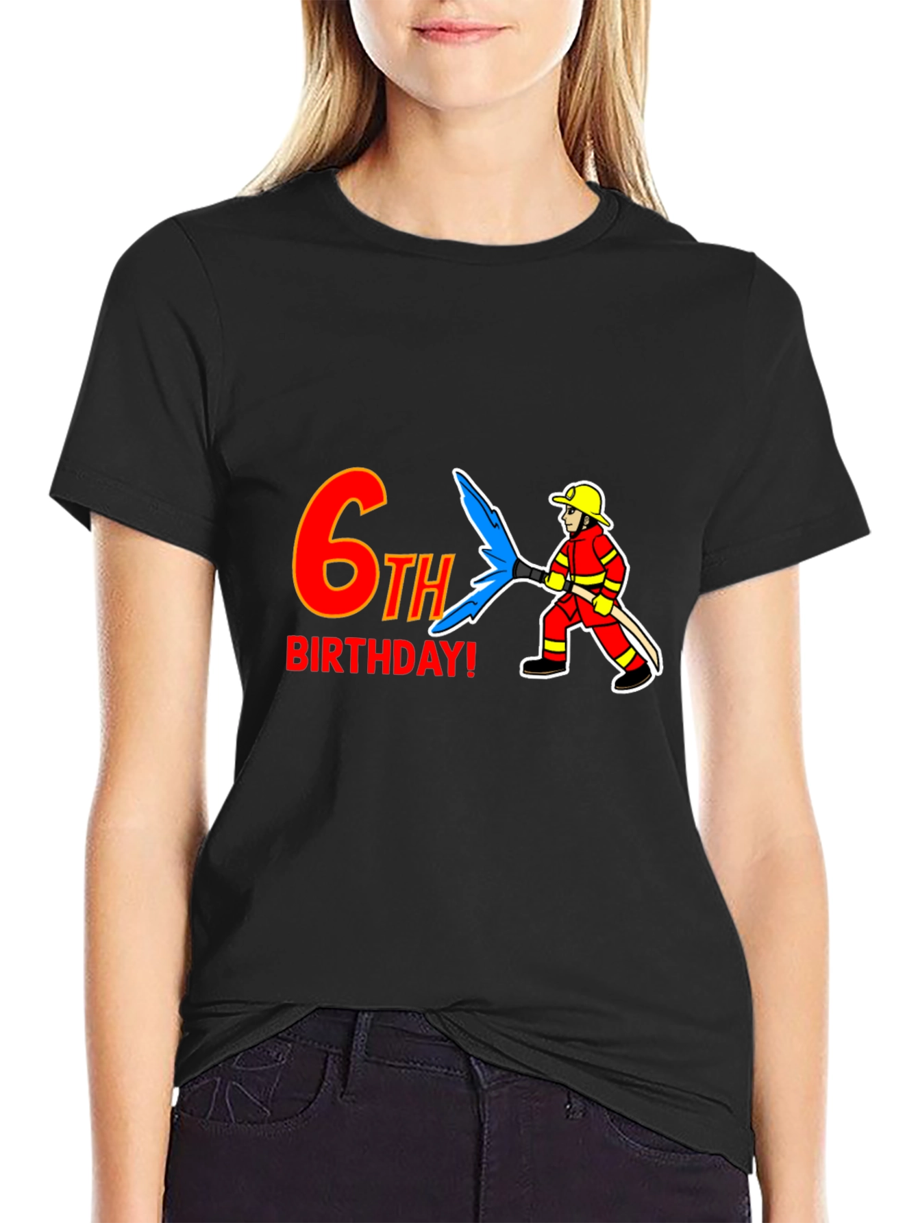 6th Birthday Firefighter T-Shirt - Kids Birthday Party