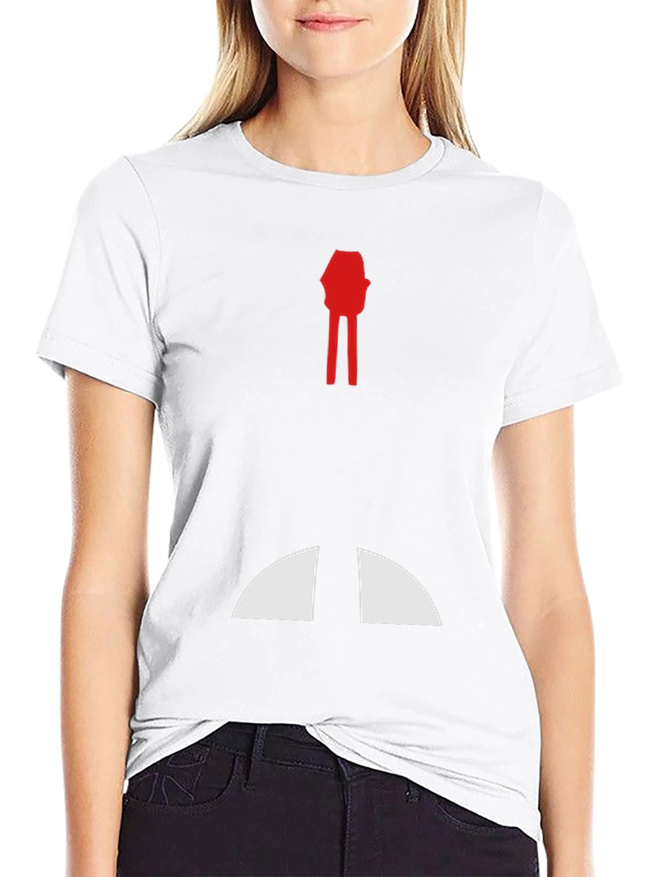 Abstract Red & White Graphic Print Black T-Shirt