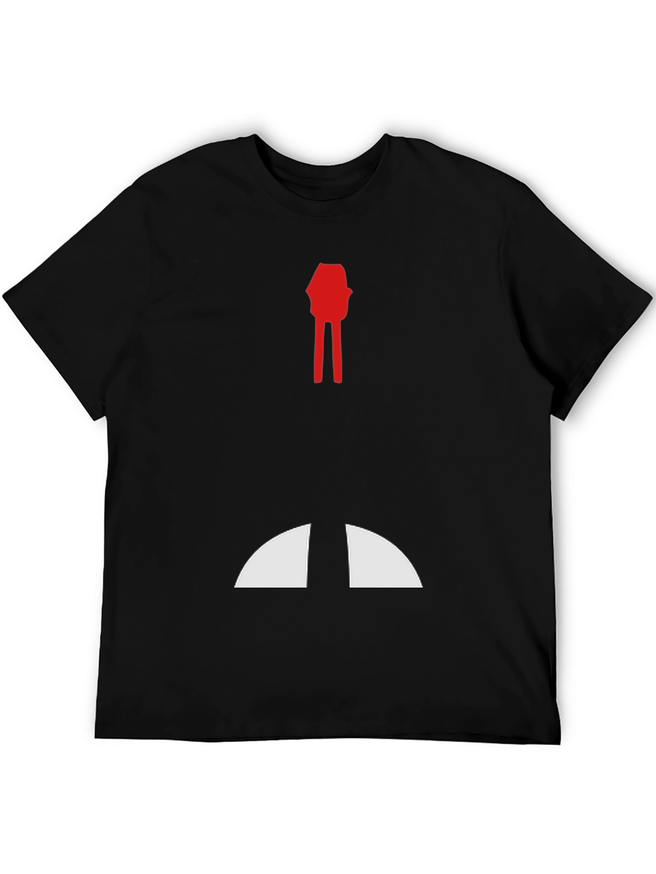 Abstract Red & White Graphic Print Black T-Shirt