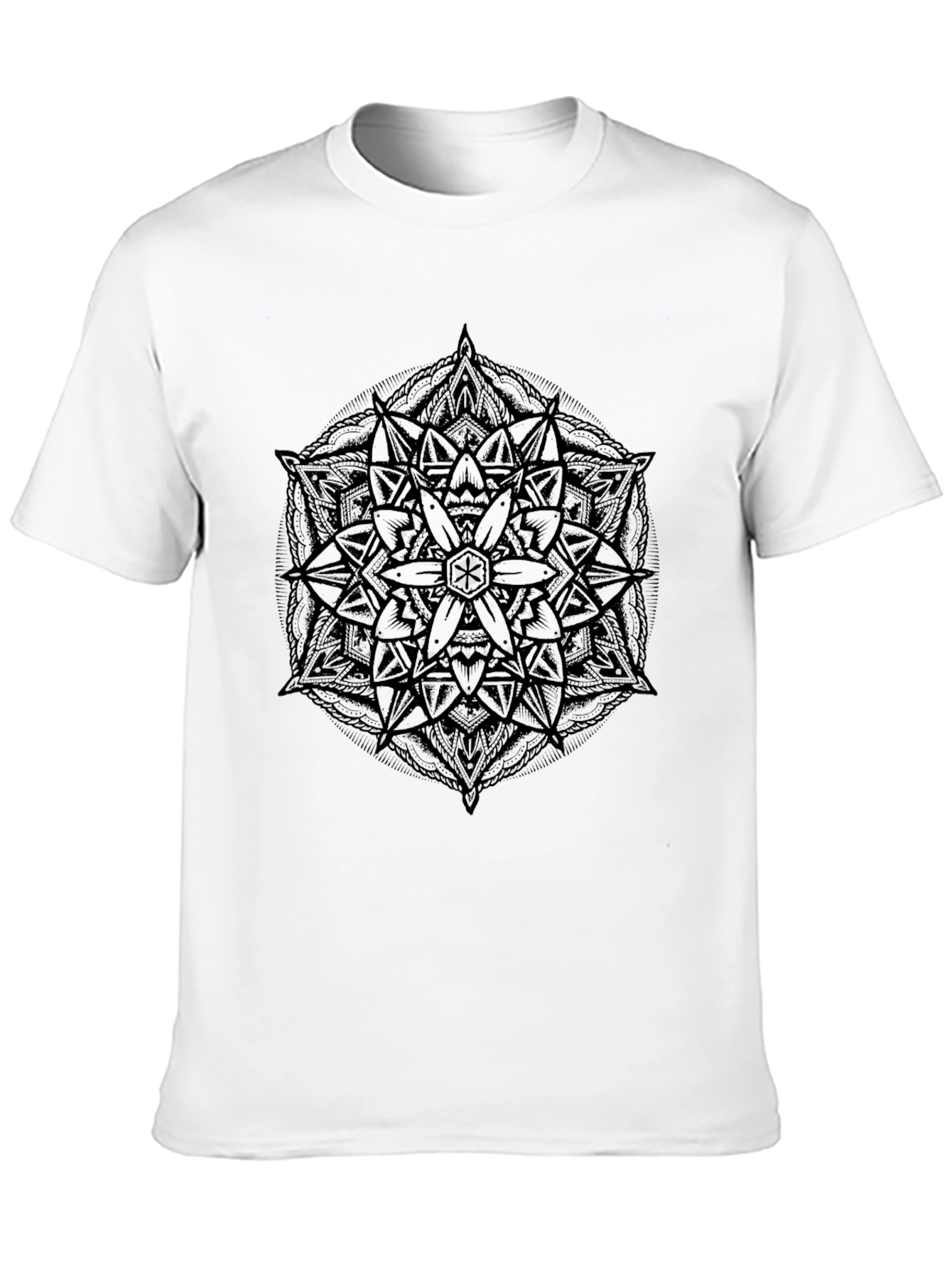 Abstract Mandala Graphic Print Black T-Shirt