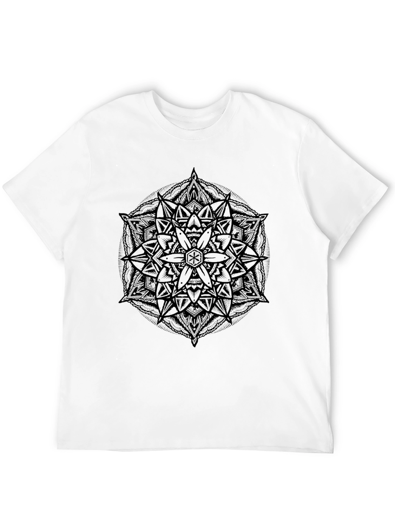 Abstract Mandala Graphic Print Black T-Shirt