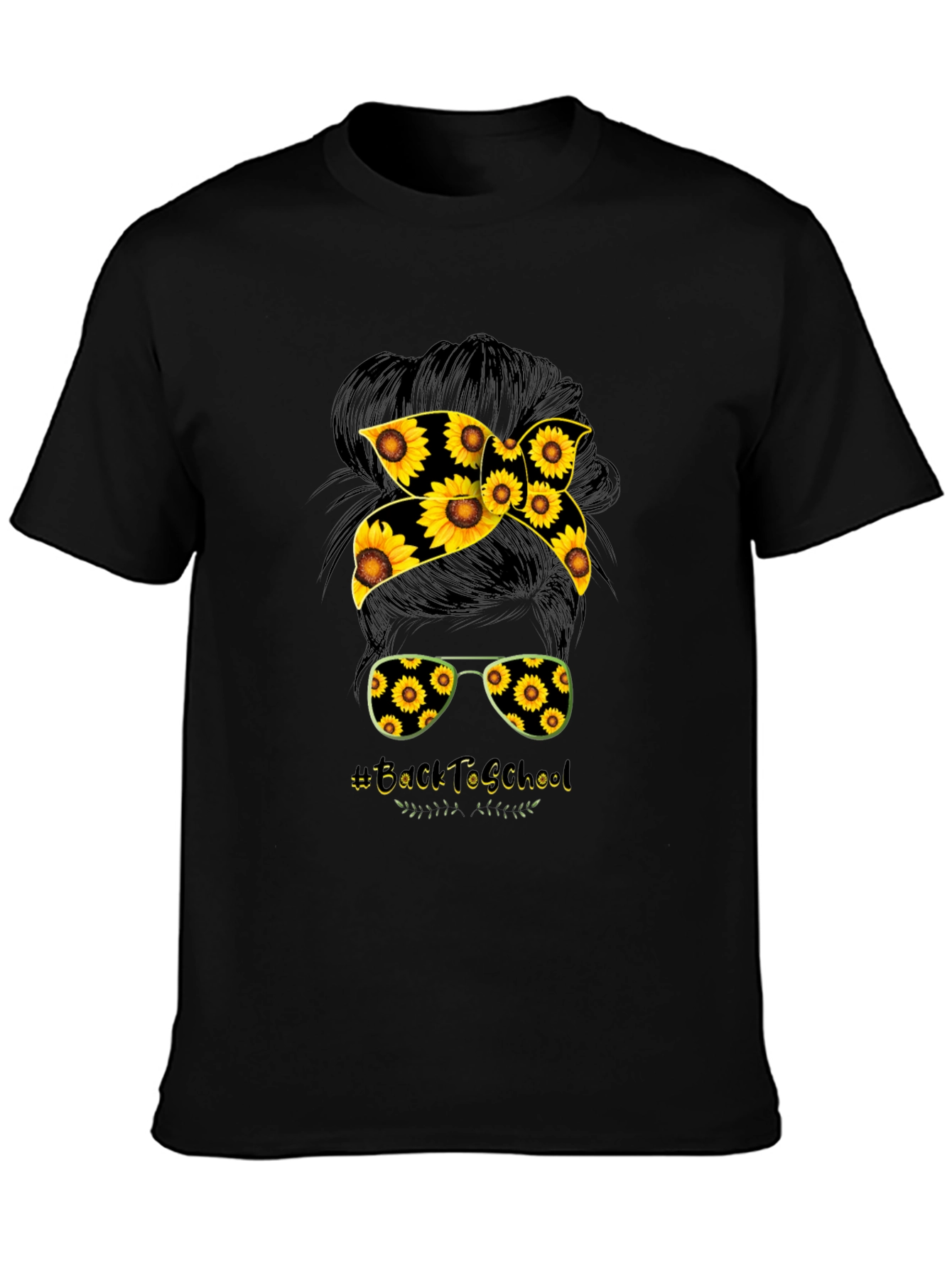 Sunflower Back to School Messy Bun T-Shirt