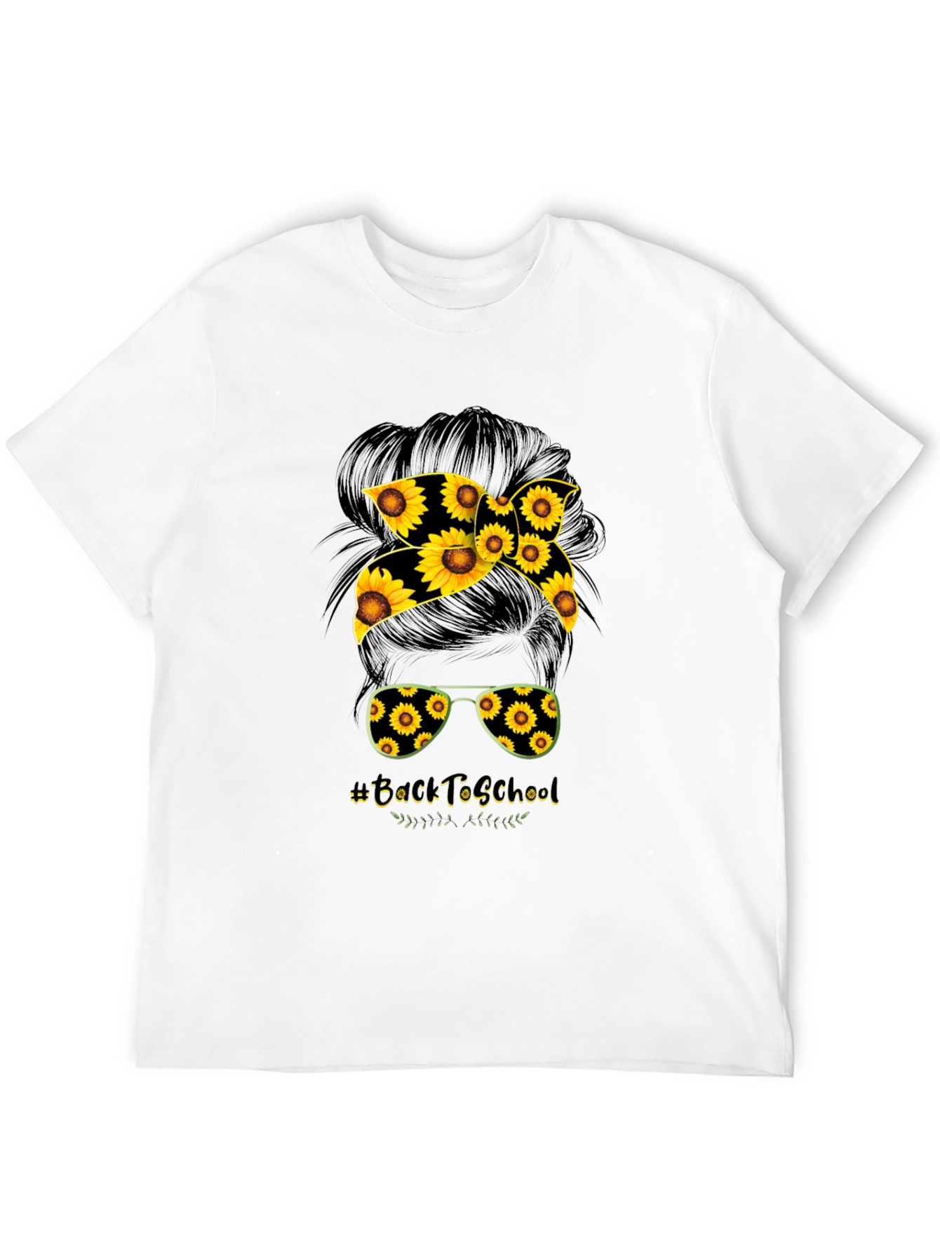 Sunflower Back to School Messy Bun T-Shirt