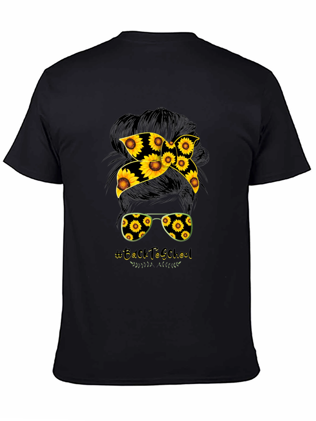 Sunflower Back to School Messy Bun T-Shirt