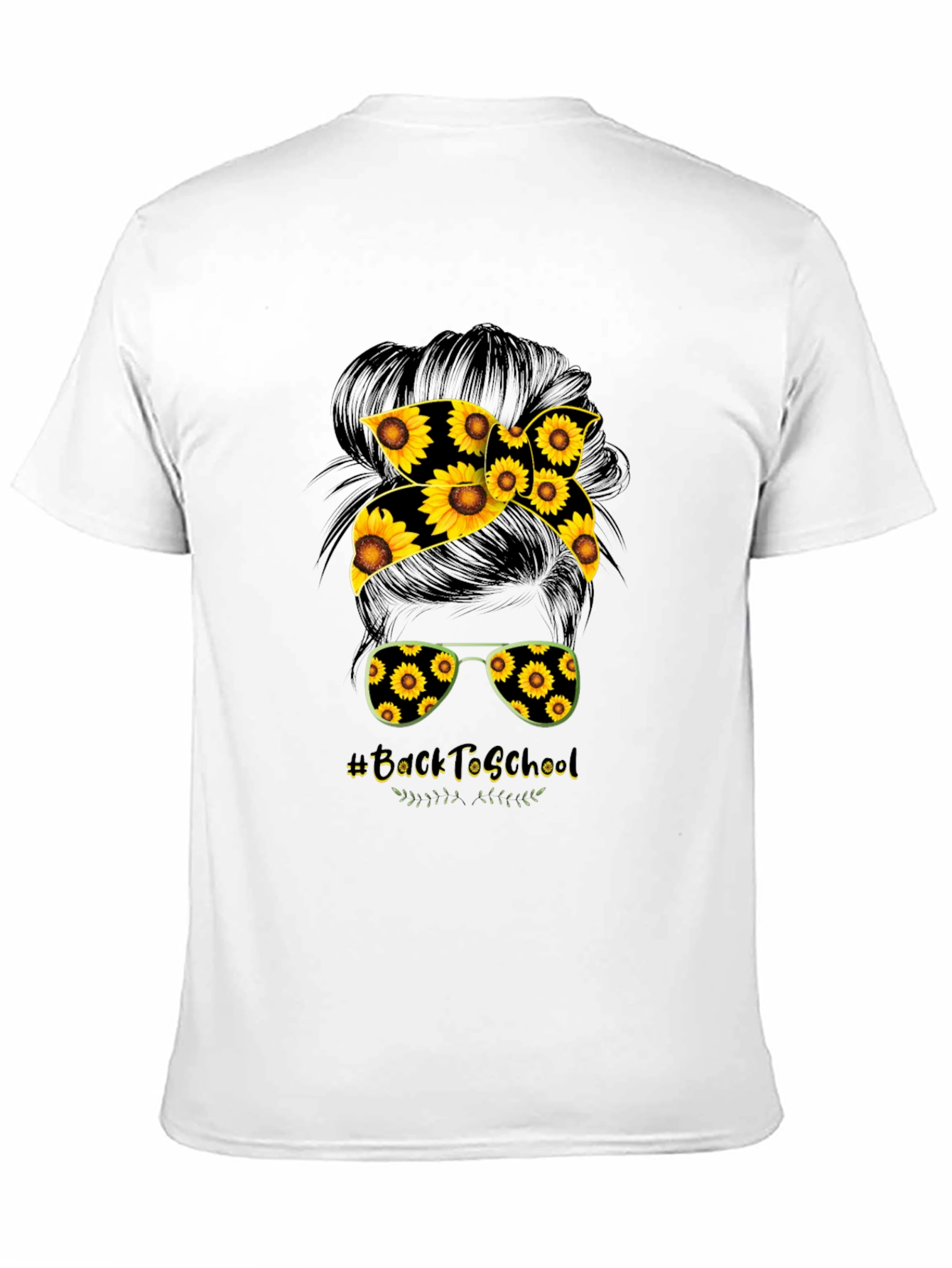 Sunflower Back to School Messy Bun T-Shirt