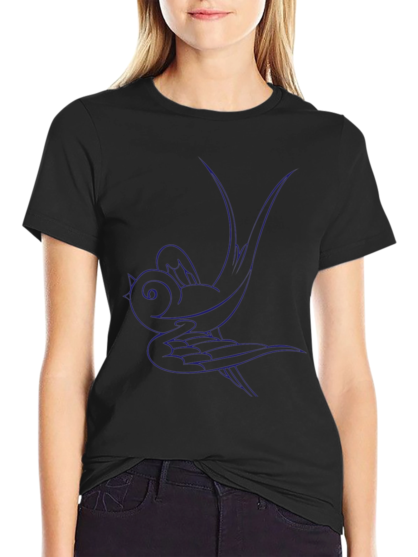 Swallow Graphic Black Tee