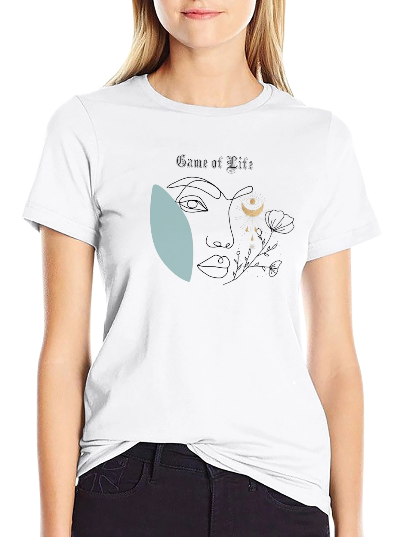 Abstract Moon Goddess Graphic Tee