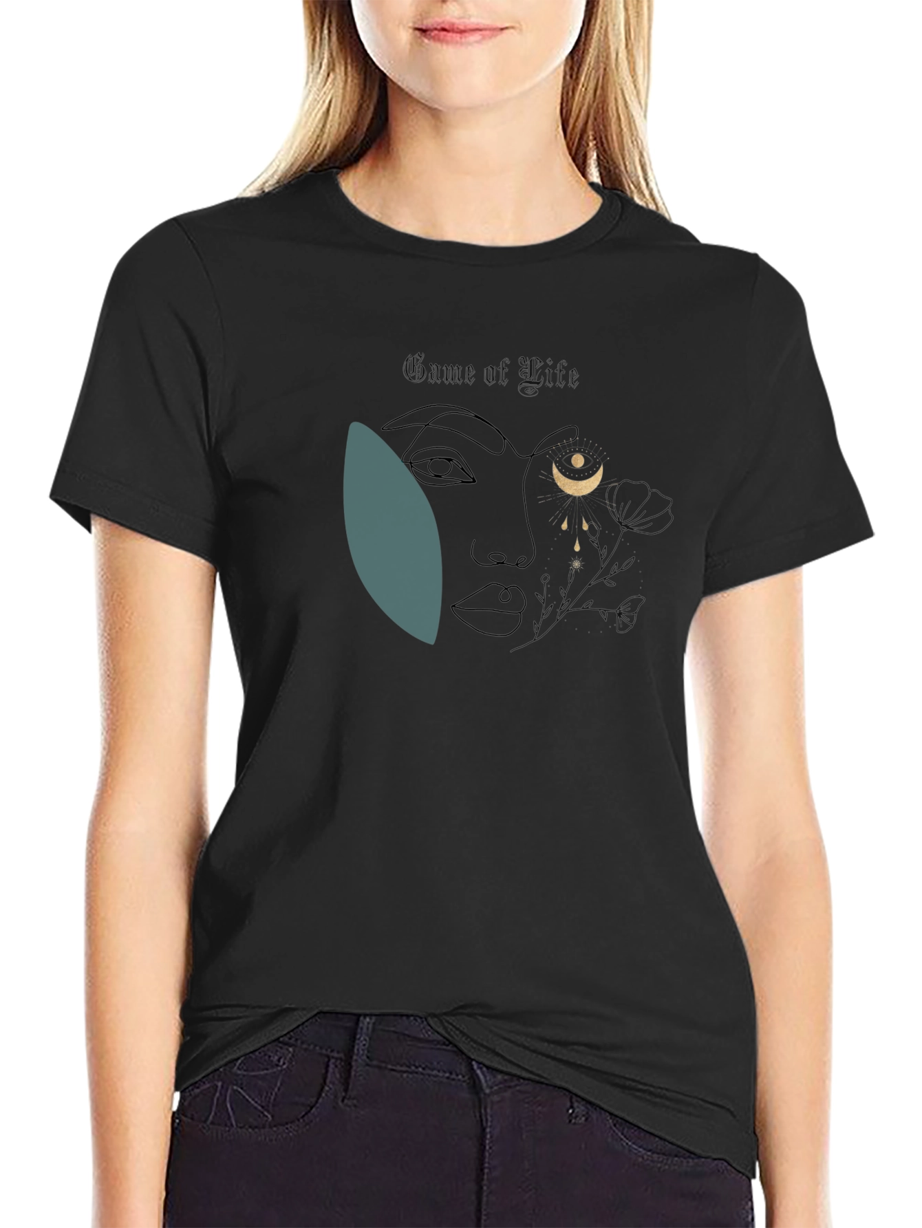 Abstract Moon Goddess Graphic Tee