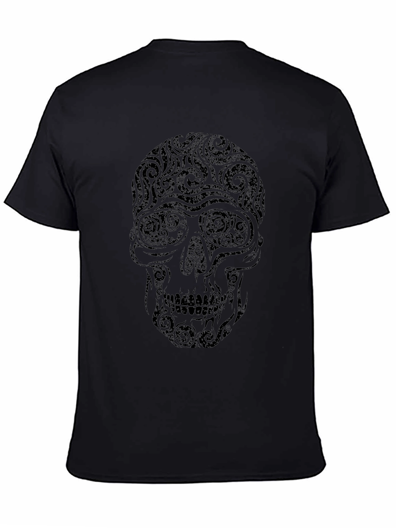 Swirl Skull Graphic Tee - Mens Black T-Shirt