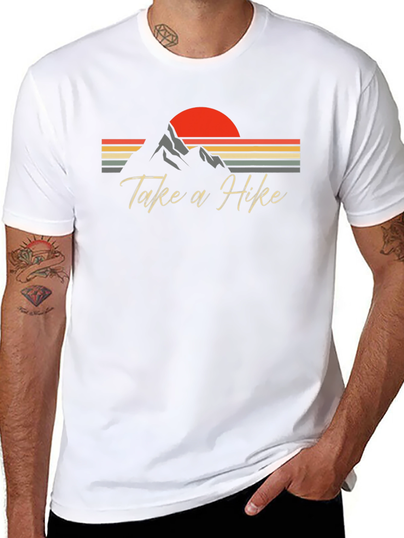 Take a Hike T-Shirt - Retro Mountain Sunset Design