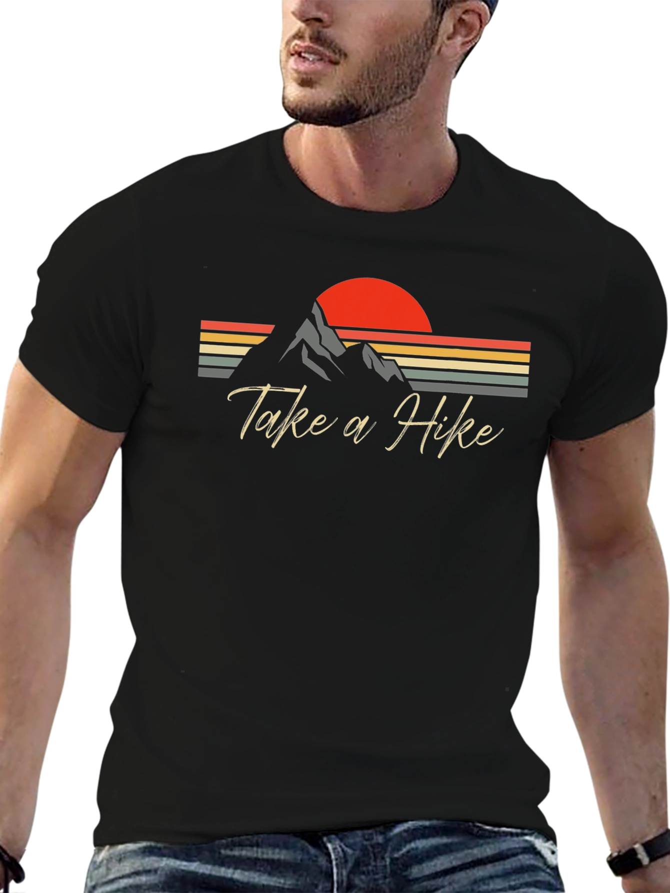 Take a Hike T-Shirt - Retro Mountain Sunset Design