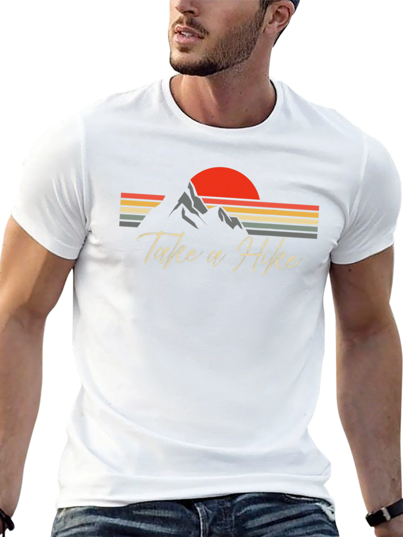 Take a Hike T-Shirt - Retro Mountain Sunset Design