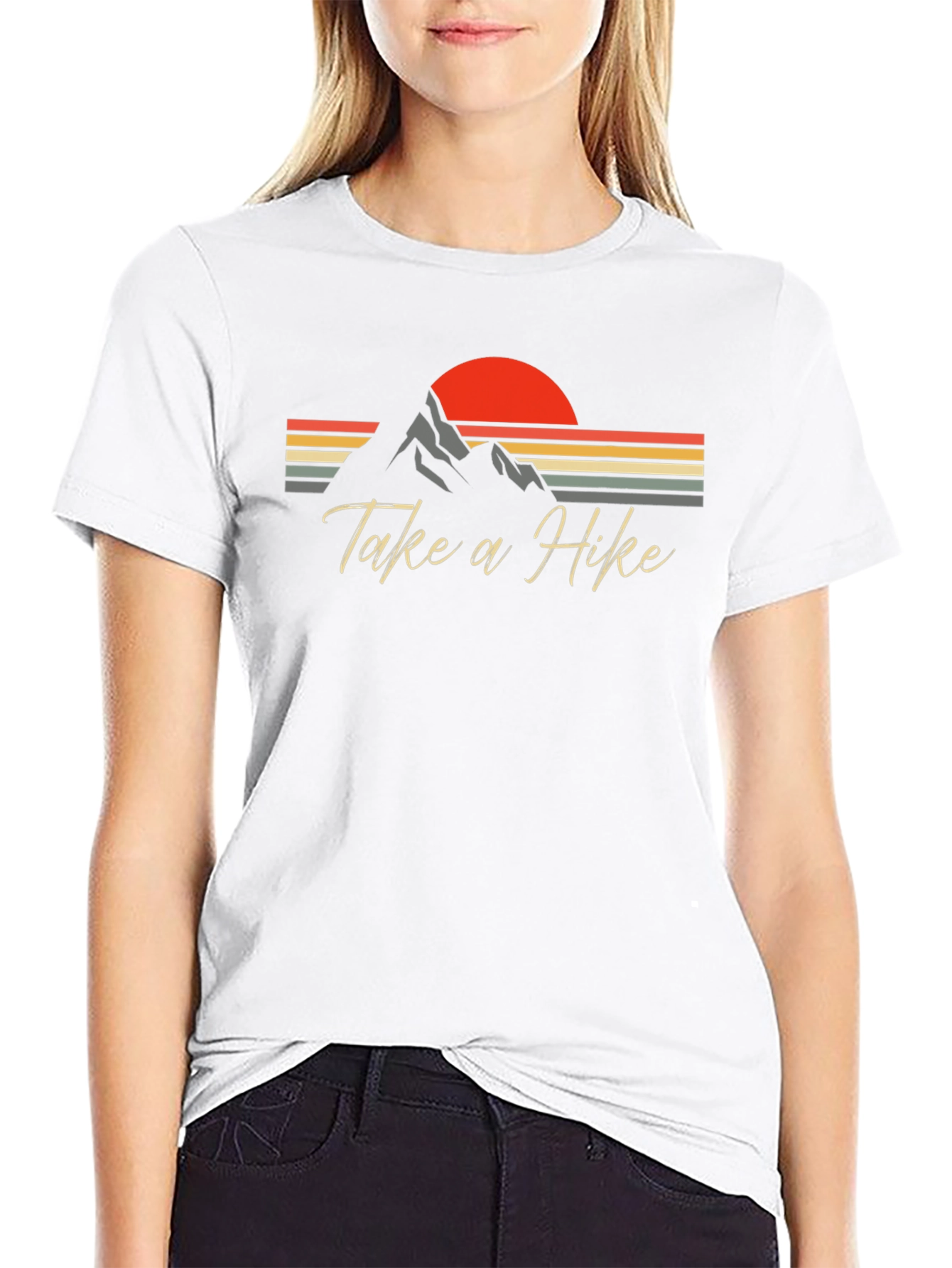 Take a Hike T-Shirt - Retro Mountain Sunset Design