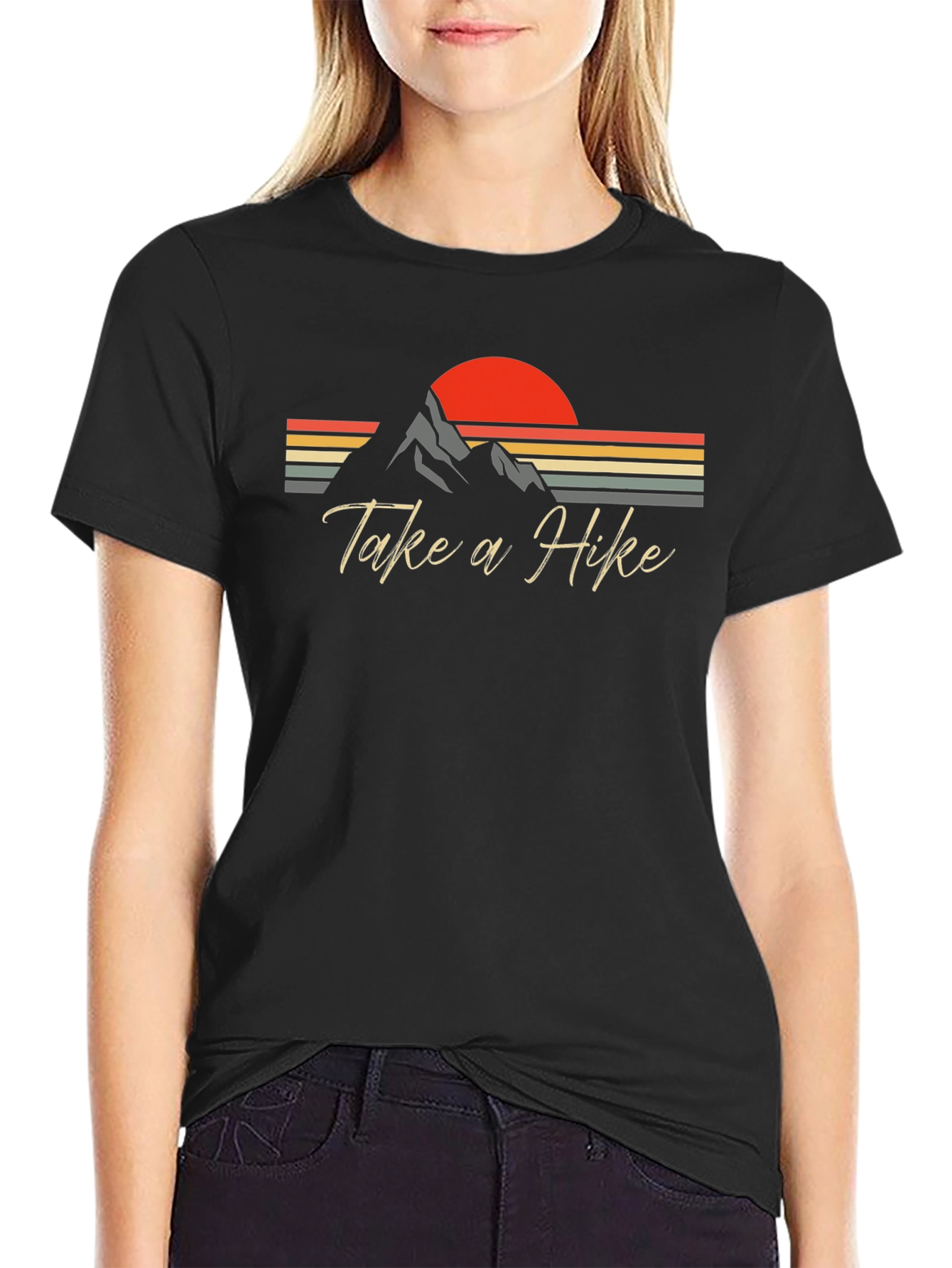 Take a Hike T-Shirt - Retro Mountain Sunset Design