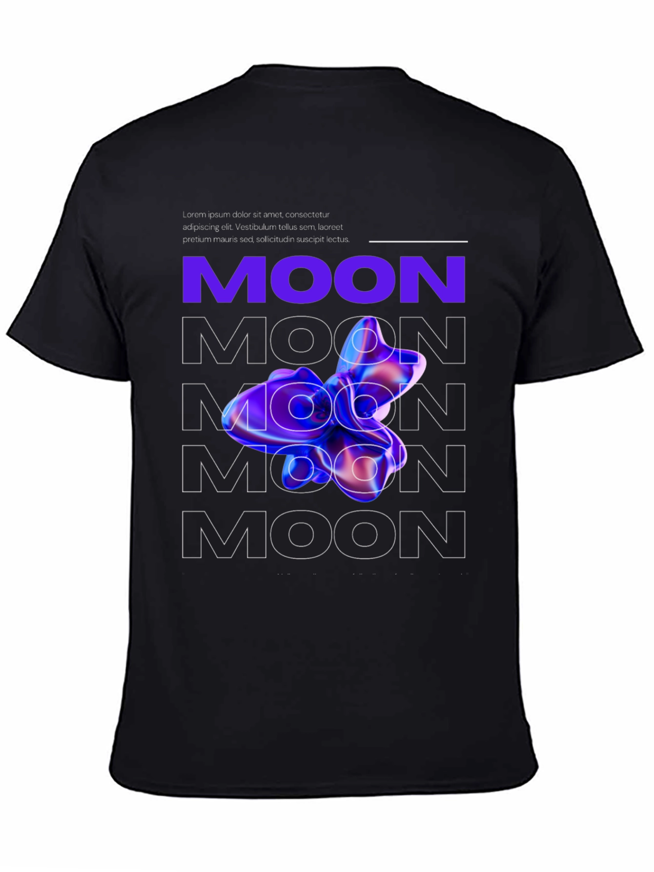 Abstract Moon Graphic Black T-Shirt