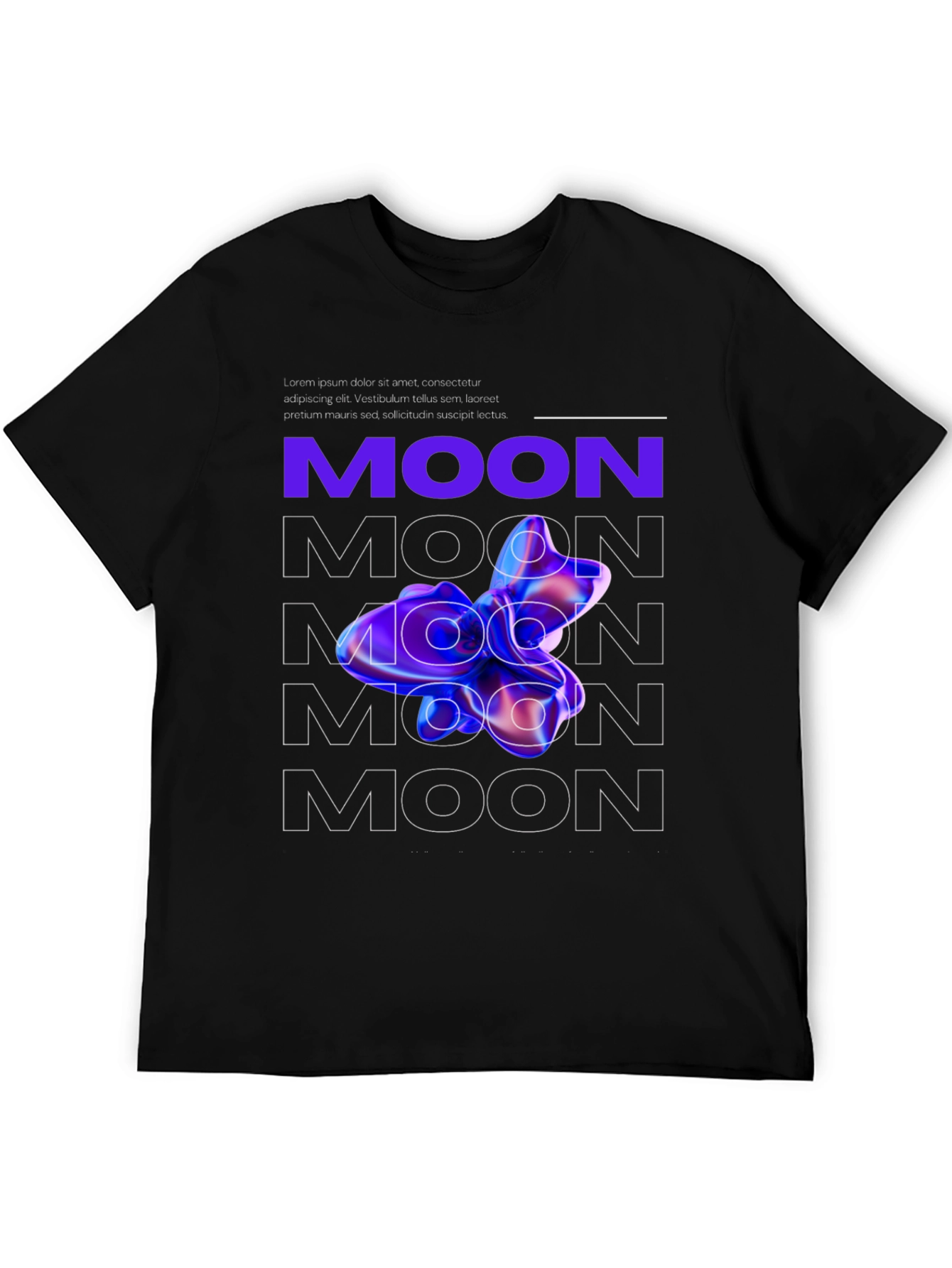 Abstract Moon Graphic Black T-Shirt