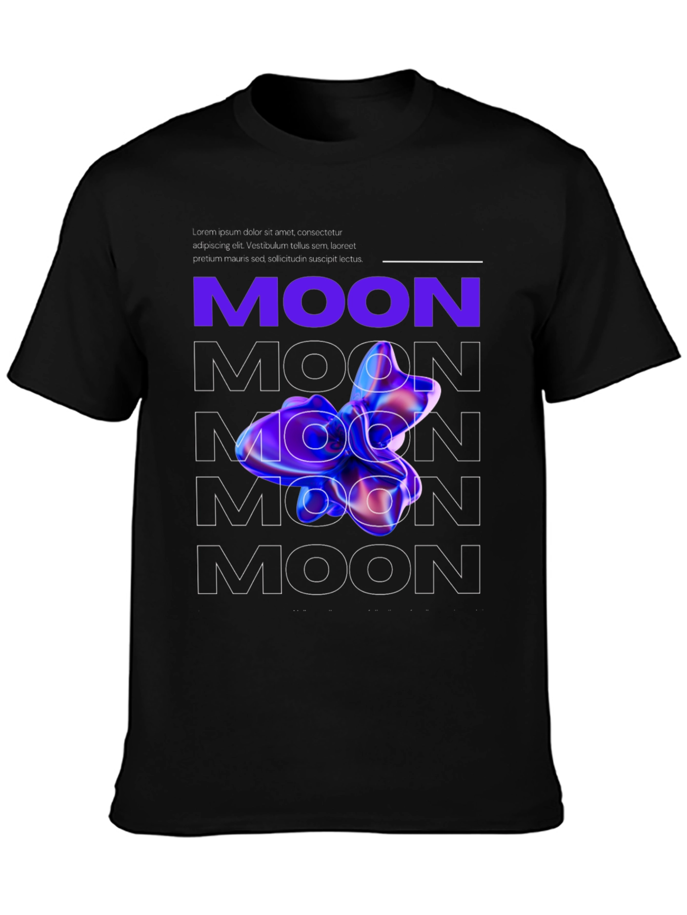 Abstract Moon Graphic Black T-Shirt