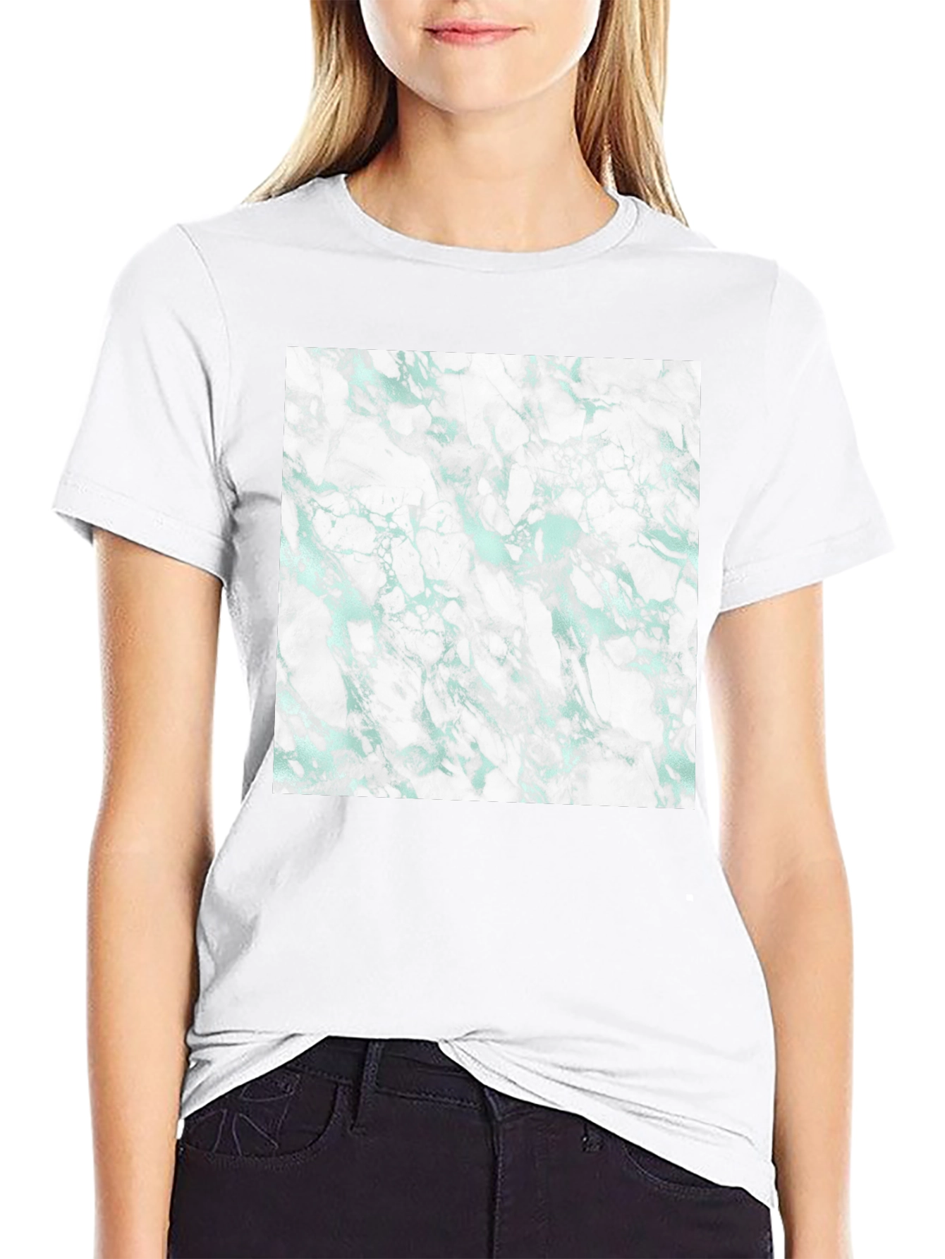 Abstract Marble Print Black T-Shirt