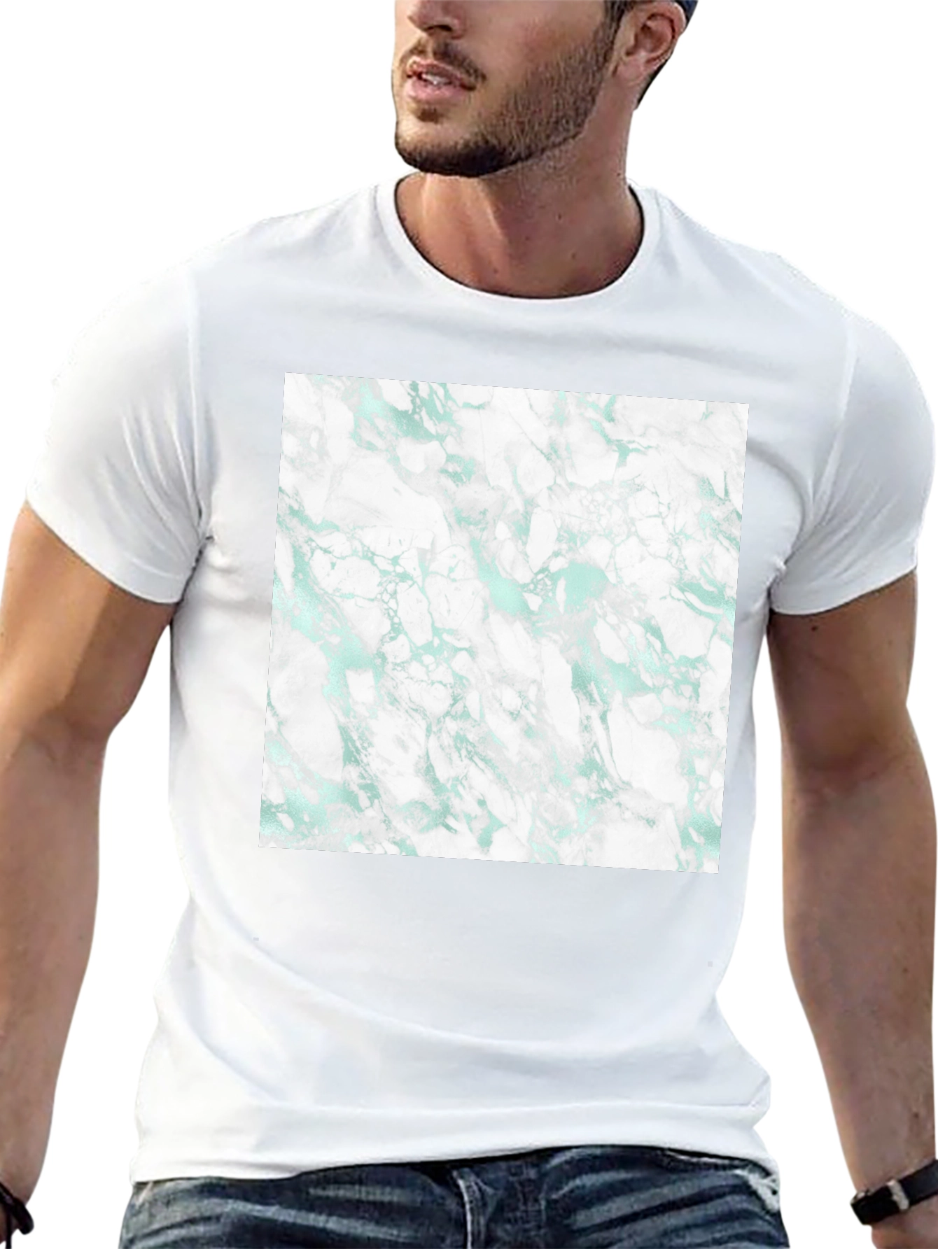 Abstract Marble Print Black T-Shirt