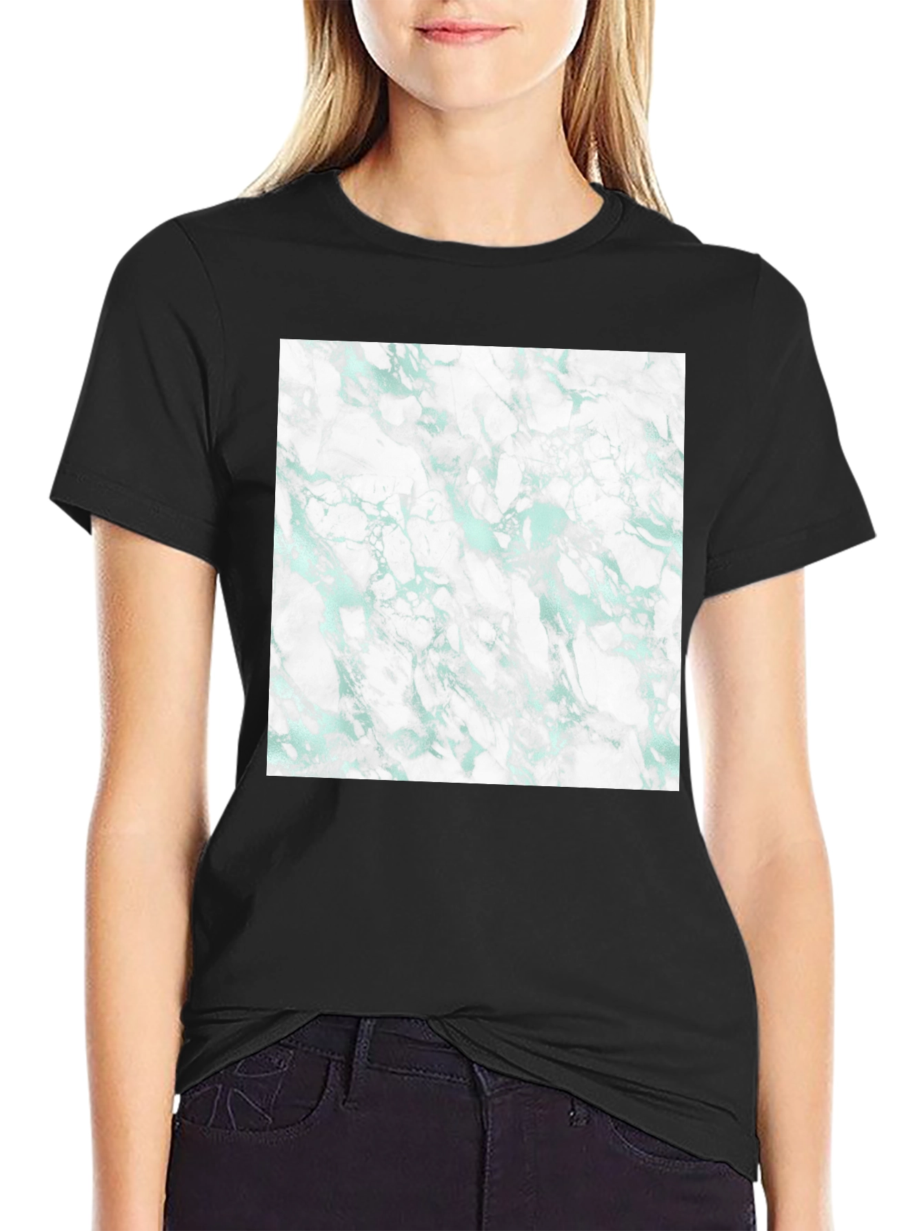 Abstract Marble Print Black T-Shirt