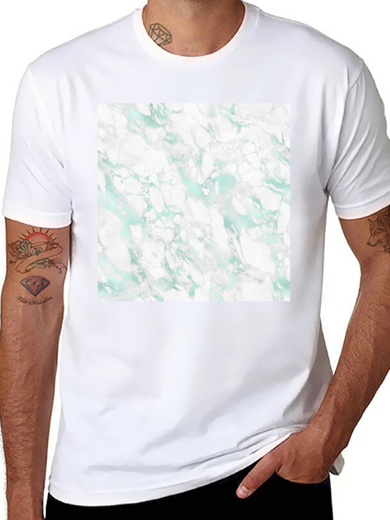 Abstract Marble Print Black T-Shirt