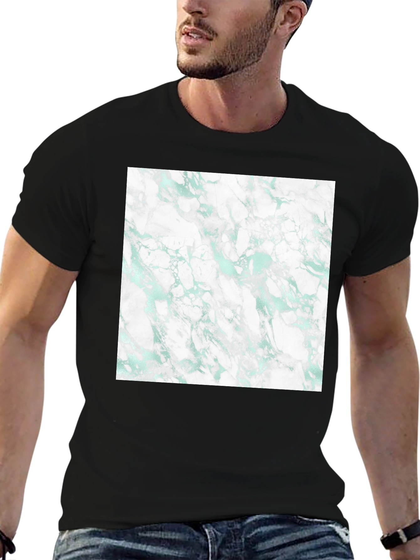Abstract Marble Print Black T-Shirt