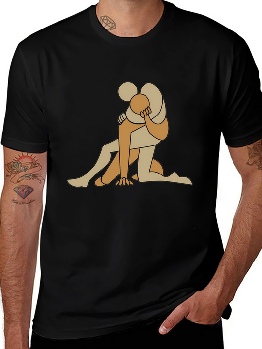 Abstract Embrace Graphic Tee - Black Cotton Blend