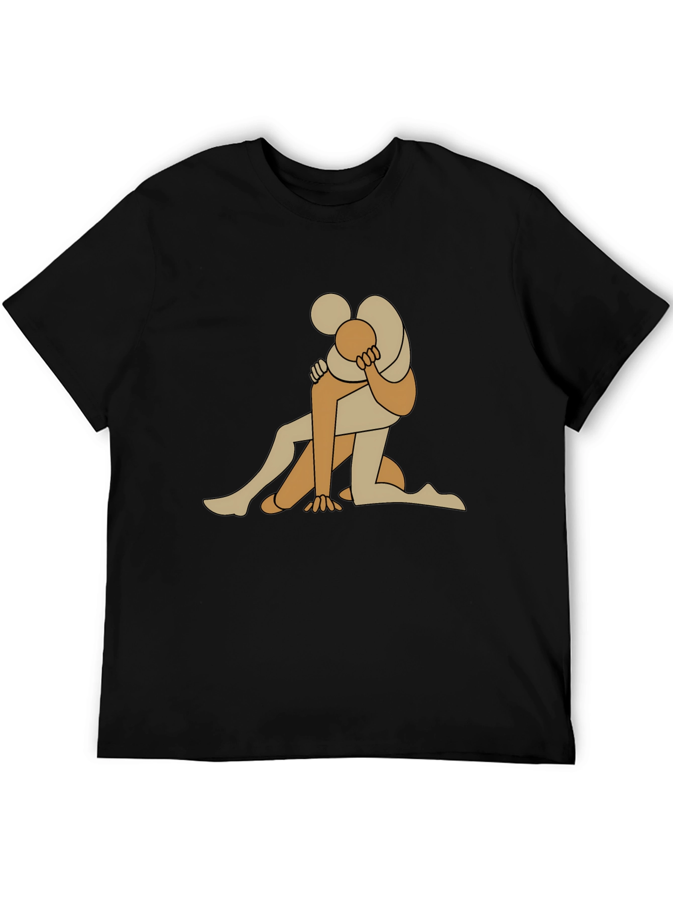Abstract Embrace Graphic Tee - Black Cotton Blend