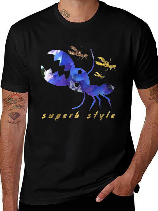 Superb Style Crab Graphic Black T-Shirt
